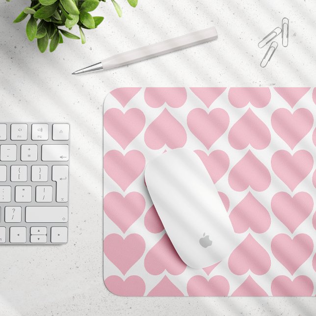 Mousepad Padrão de Corações Rosa, Romântico, Amor (Criador carregado)