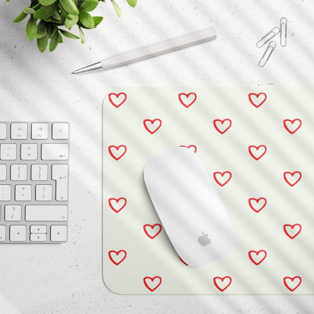 Mousepad Padrão de Corações Vermelhos, Fofo, Amor (Criador carregado)