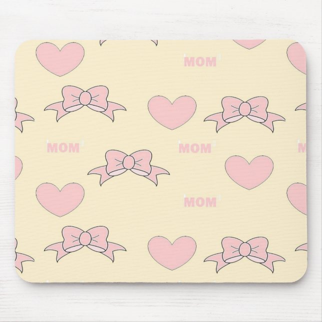 Mousepad Padrão de creme de mãe rosa (Frente)