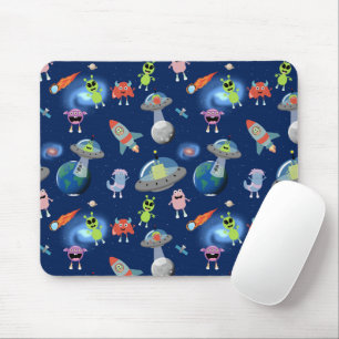Mousepad Padrão de Crianças Espaciais Alienígenas Modernas