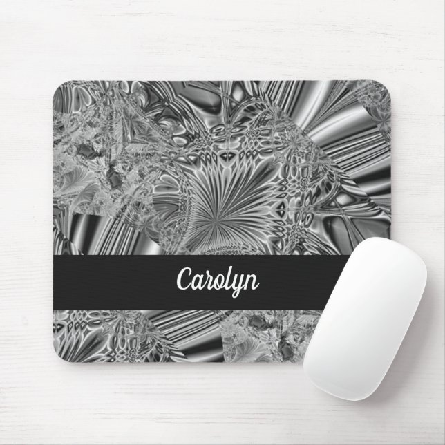 Mousepad padrão de cristais de cinza Abstrato (Com mouse)