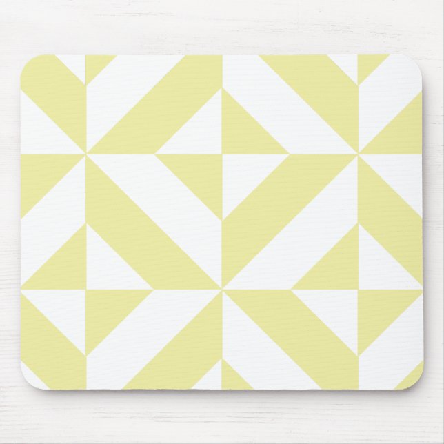 Mousepad Padrão de Cubo de Deco Geométrico Amarelo Pálido (Frente)