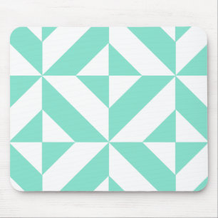 Mousepad Padrão de Cubo Geométrico Deco Verde Espuma do Mar