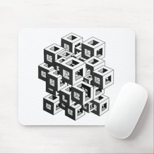 Mousepad Padrão de Cubo Isométrico de Ilusão Óptica Gráfica