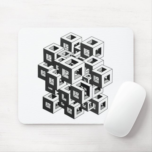 Mousepad Padrão de Cubo Isométrico de Ilusão Óptica Gráfica (Com mouse)