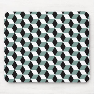 Mousepad Padrão de Cubos 3D no Azul Aqua Preto e Branco