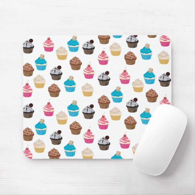 Mousepad Padrão de Cupcakes Cute Coloridos (Com mouse)