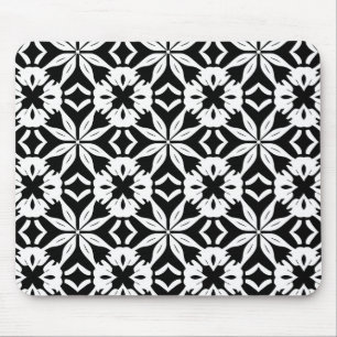 Mousepad padrão de Damasco preto e branco