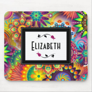 Mousepad Padrão de Deco de Arte Multicolorido Personalizado