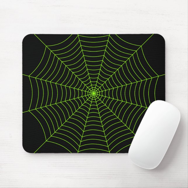 Mousepad Padrão de Dia das Bruxas na teia verde-neonatal pr (Com mouse)