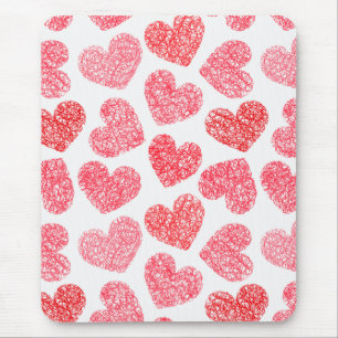 Mousepad Padrão de Dia de os namorados Coração Vermelho Cin