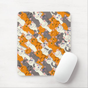 Mousepad Padrão de diagonal do gato preto branco do Ginger