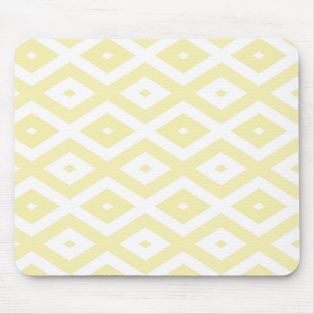 Mousepad Padrão de diamante amarelo pálido e branco (Frente)