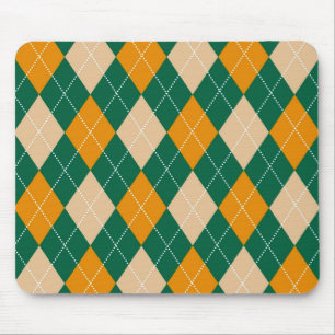Mousepad Padrão de Diamante Argyle de Mostarda bege Verde R