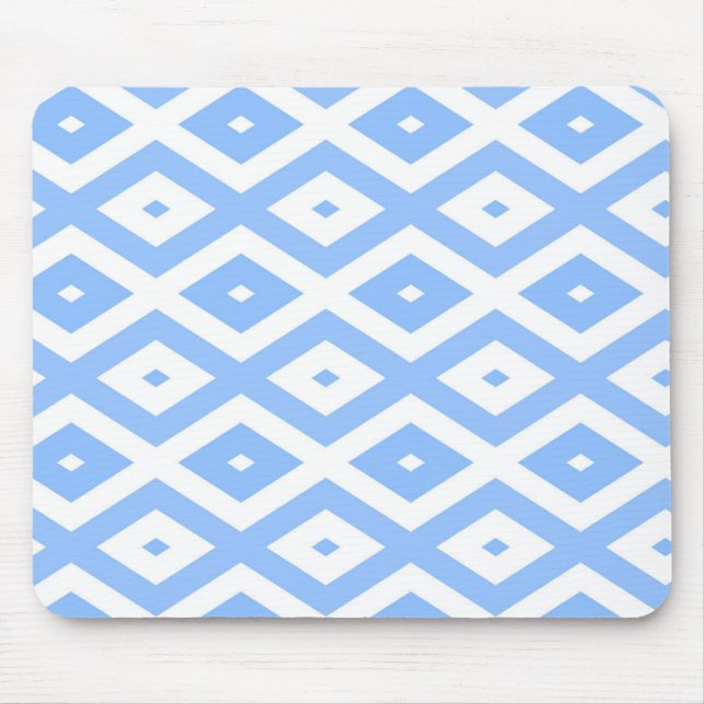 Mousepad Padrão de diamante azul e branco (Frente)