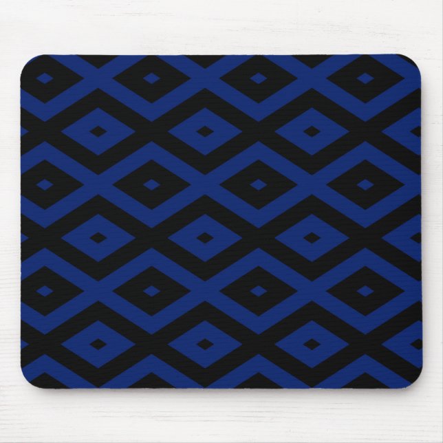 Mousepad Padrão de diamante azul e preto (Frente)
