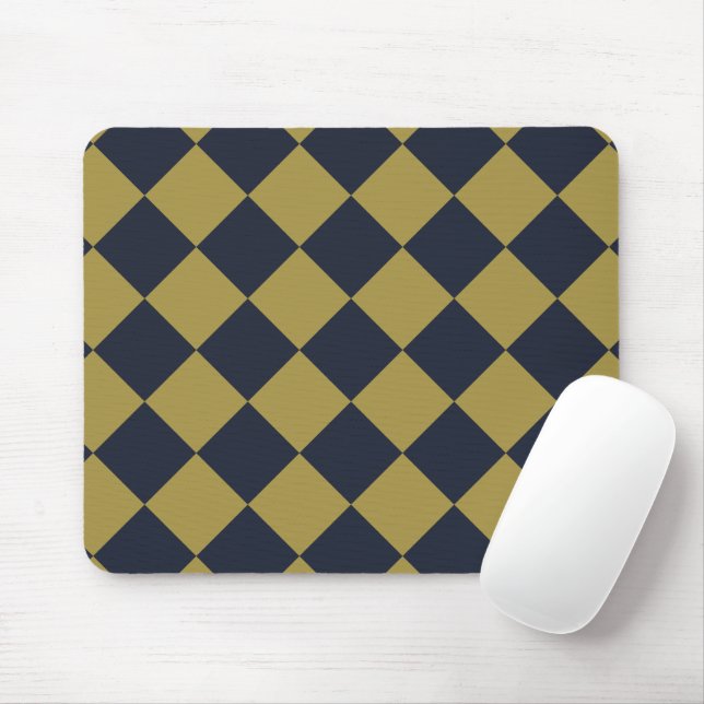 Mousepad Padrão de Diamante Azul Elegante Dourado e Marinho (Com mouse)