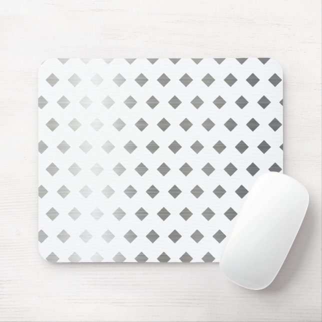 Mousepad Padrão de Diamante Branco de Cinzas Prateadas Deco (Com mouse)