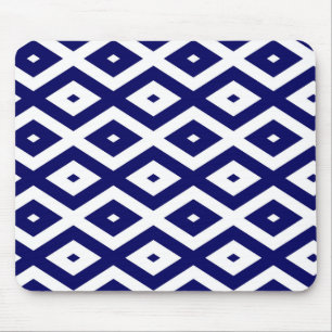 Mousepad Padrão de diamante branco e azul-marinho