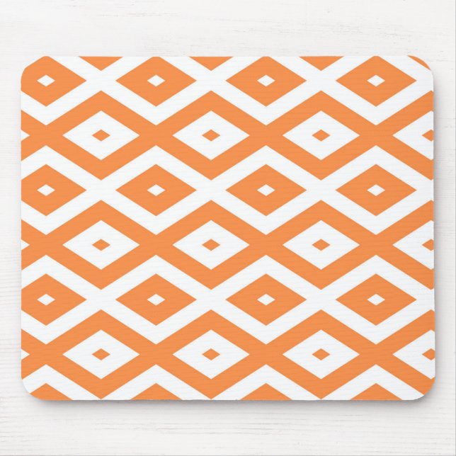 Mousepad Padrão de diamante branco e laranja (Frente)