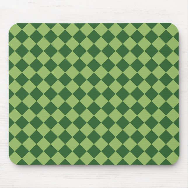 Mousepad Padrão de Diamante de Xadrez Verde (Frente)
