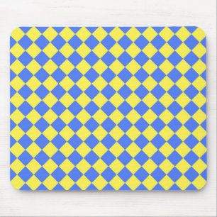 Mousepad Padrão de diamante do verificador amarelo azul