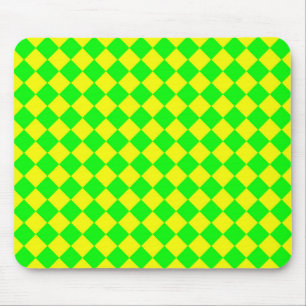 Mousepad Padrão de Diamante do Verificador Verde Amarelo