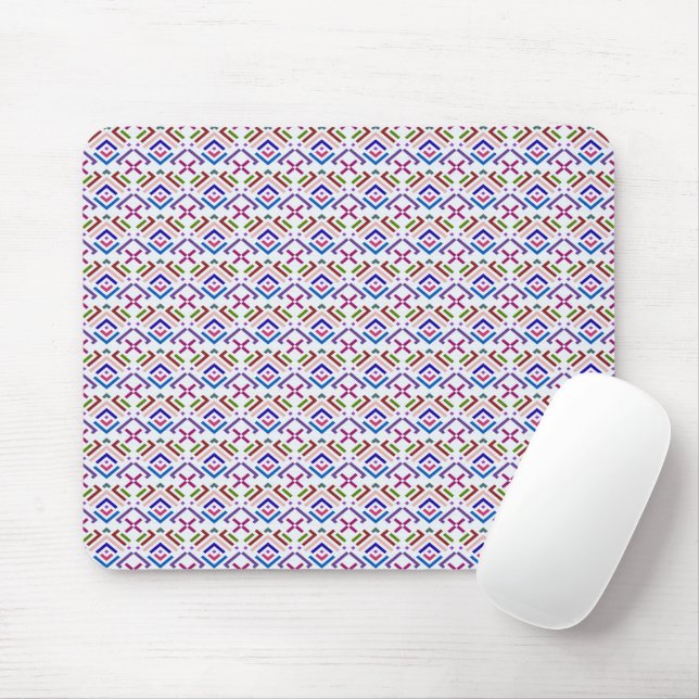 Mousepad Padrão de Diamante Geométrico Étnico Pastel Modern (Com mouse)
