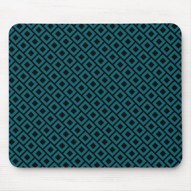 Mousepad Padrão de Diamante Geométrico Moderno em Azul Teal (Frente)