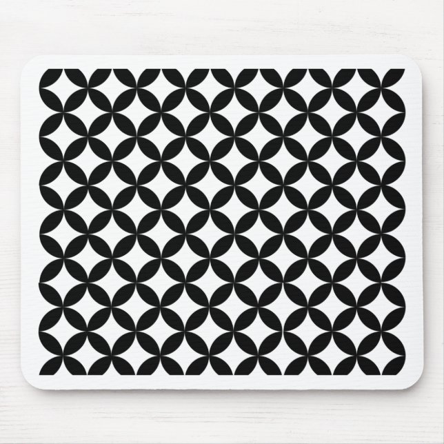 Mousepad Padrão de diamante preto e branco (Frente)