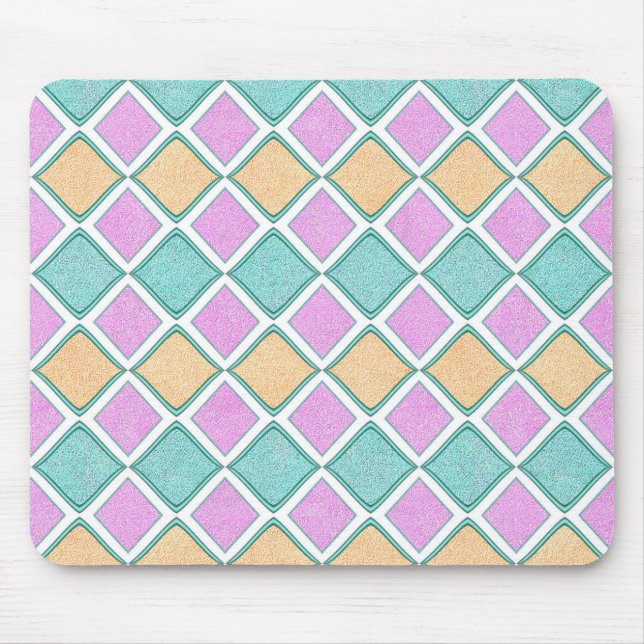 Mousepad Padrão de Diamante Prisma Harlequim Pastel (Frente)