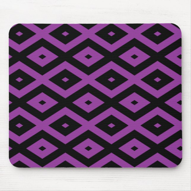 Mousepad Padrão de diamante roxo e preto (Frente)