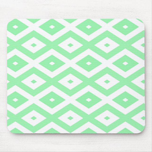 Mousepad Padrão de diamante verde e branco (Frente)