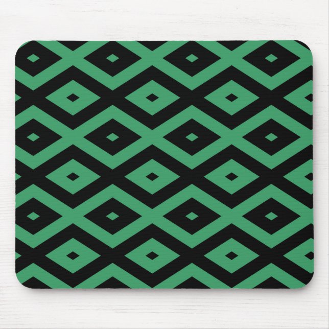 Mousepad Padrão de diamante verde e preto (Frente)