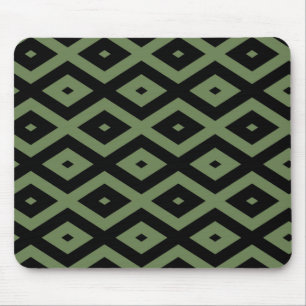 Mousepad Padrão de diamante verde-oliva e preto