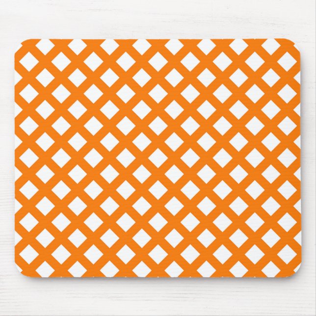 Mousepad Padrão de Diamante Xadrez Laranja Branco (Frente)