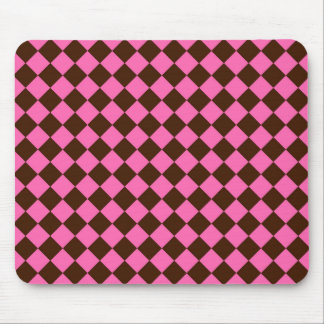 Mousepad Padrão de Diamante Xadrez Marrom Chocolate Rosa