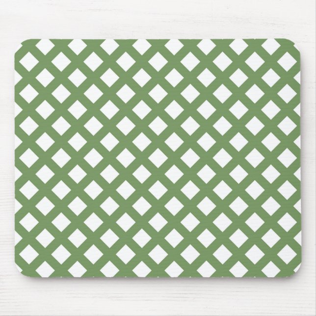 Mousepad Padrão de Diamante Xadrez Verde Branco (Frente)