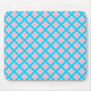 Mousepad Padrão de Diamantes Rosa Pastel e Azul Bebê