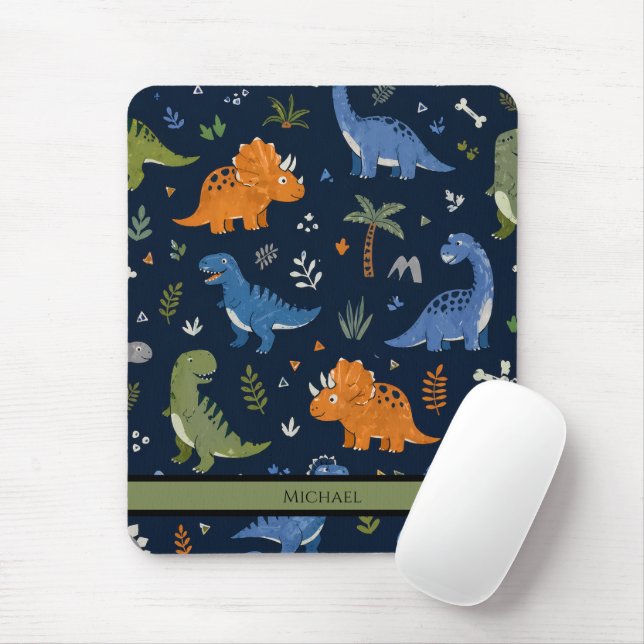 Mousepad Padrão de Dinossauro Fofo Colorido (Com mouse)
