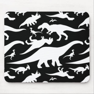 Mousepad Padrão de Dinossauro Preto e Branco
