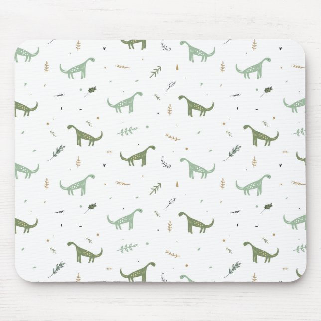 Mousepad Padrão de Dinossauro Verde e Bonito (Frente)