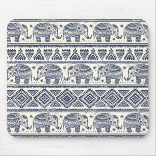 Mousepad Padrão de Elefante Étnico Azul