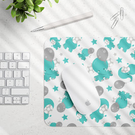 Mousepad Padrão De Elefantes Azuis, Elefantes Cutes, Estrel