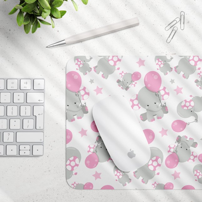 Mousepad Padrão De Elefantes, Elefantes Bonitos - Cinzas Ro (Criador carregado)