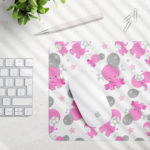 Mousepad Padrão De Elefantes Rosa, Elefantes Cutes, Estrela