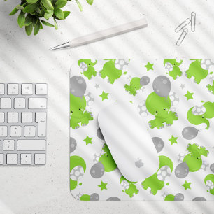 Mousepad Padrão De Elefantes Verdes, Elefantes Cutes, Estre