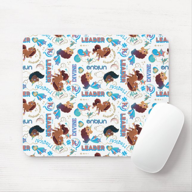 Mousepad Padrão de Empoderamento Mágico do Afro Unicorn (Com mouse)