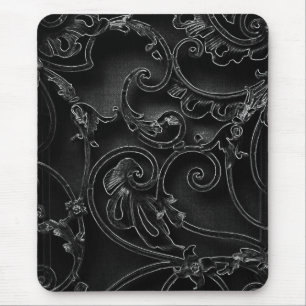 Mousepad Padrão de espiral barroco gótico preto