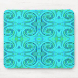 Mousepad Padrão de espiral de Arte Líquida de Abstrato Azul